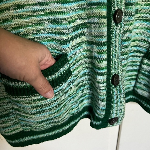 Green Blue Knit Cardigan Sweater Size Small - Picture 3 of 7